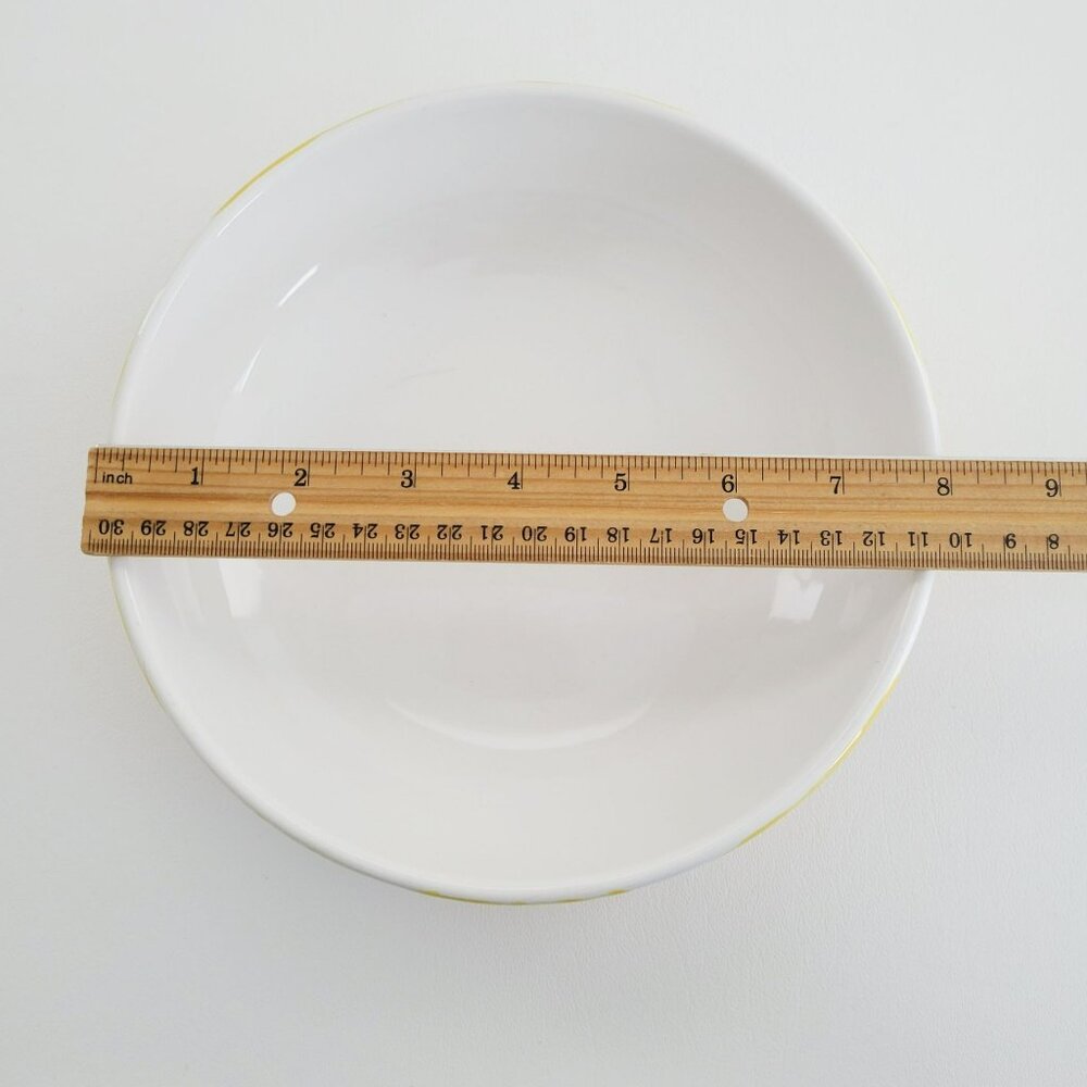 Dansk St. Tropez Individual Pasta Bowl, Yellow & White, Blue Flowers, Mediterran - Picture 9 of 11